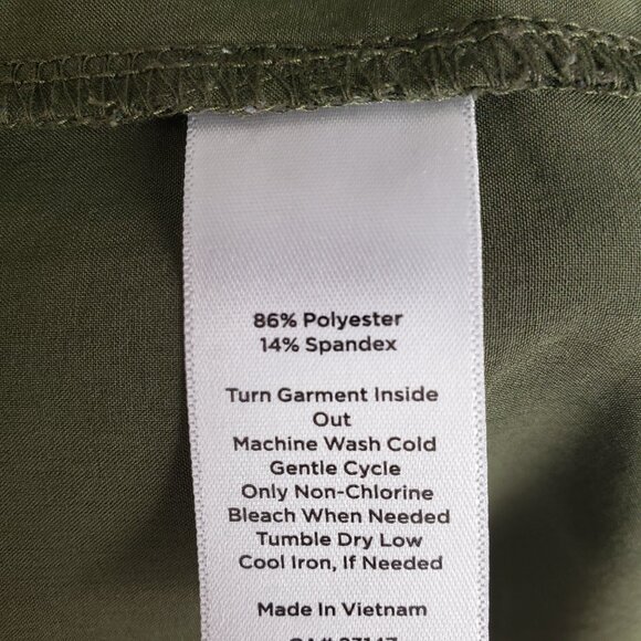 Talbots Lightweight Stretch Stand Collar Dress Olive Green Blouson UPF Size M - Picture 9 of 10